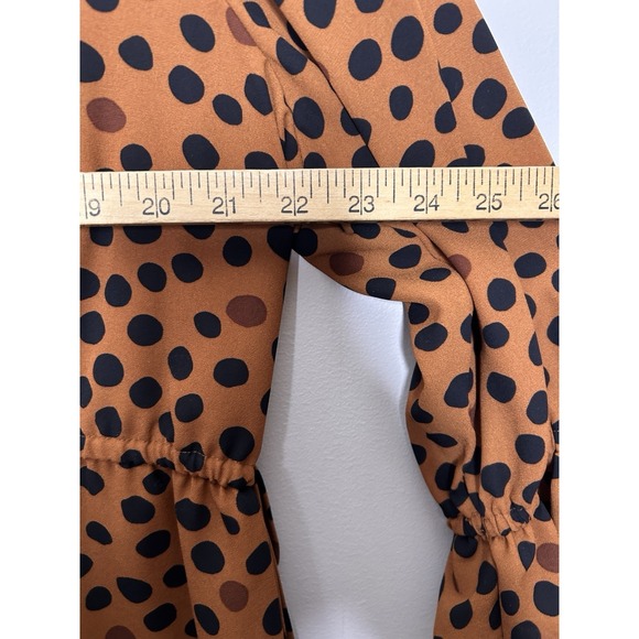 EVRI Brown Black Polka Dots Tunic 3/4 Bell Sleeve Top Women's Plus Size 1X - Picture 5 of 9